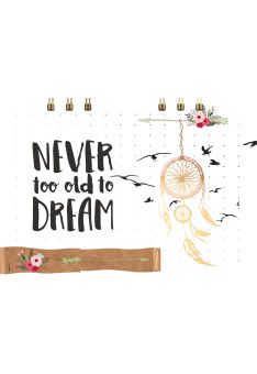 Postkarte Spruch Never too old to dream