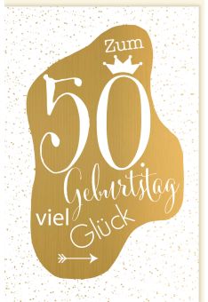 Geburtstagskarte 50 Herz gold Happy Birthday to you