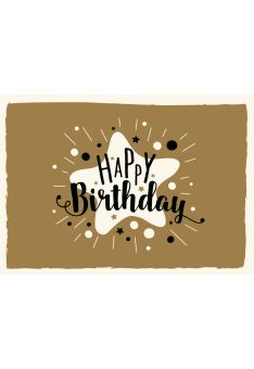 Geburtstagspostkarte braun weiß Spruch Happy Birthday