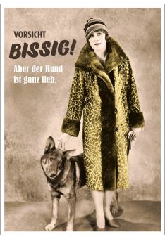 Postkarte Spruch lustig Vorsicht Bissig! Aber der Hund ist ganz lieb.