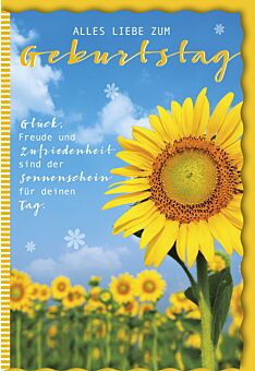 Geburtstagskarte Sonnenblume Glück, Freude und Zufriedenheit