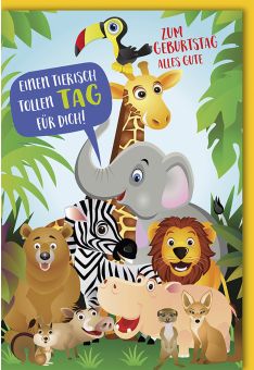 Geburtstagskarte für Kinder niedlich Geburtstag Zootiere