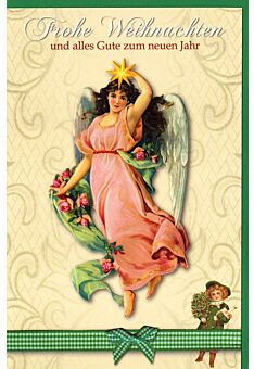 Weihnachtskarte Retromotiv Engel Kuvert grün