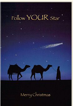 Weihnachtsgrußkarte Follow your star Glitzerlack