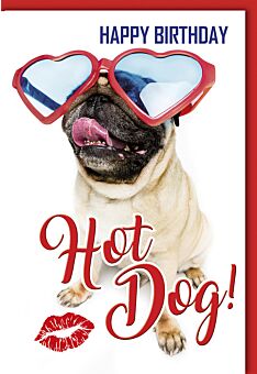 Geburtstagskarte lustig Hot Dog! Herzchensonnenbrille