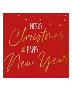 Weihnachtspostkarte Merry Christmas Goldfolie Happy Notes