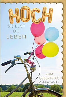 Geburtstagskarte - Luftballons an Fahrradlenker