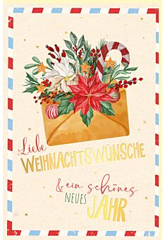 Weihnachtskarte Zuckerrohrpapier Liebe Weihnachtswünsche und ein schönes neues Jahr