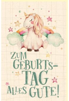 Geburtstagskarte Zuckerrohrpapier Motiv Einhorn