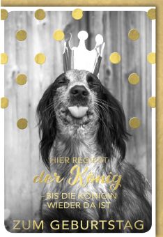 Geburtstagskarte lustig Hund mit Krone