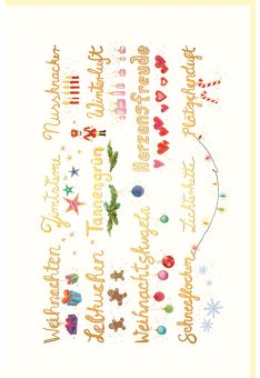 Weihnachtsgrußkarte Goldfolie und Blindprägung Weihnachten Zimtsterne Nussknacker