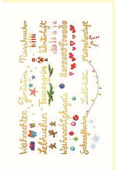 Weihnachtsgrußkarte Goldfolie und Blindprägung Weihnachten Zimtsterne Nussknacker