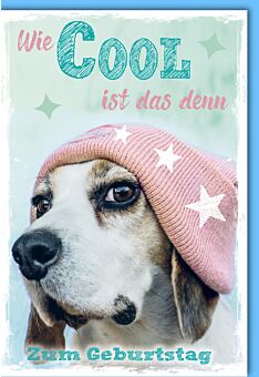 Glückwunschkarte Geburtstag Hund mit Mütze