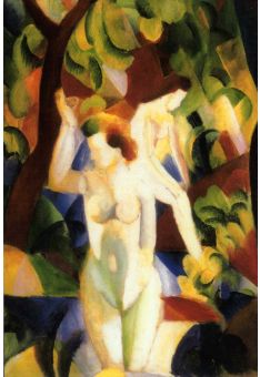 Kunstpostkarte August Macke - Badende Frauen