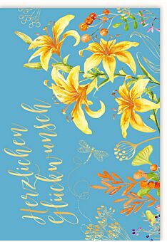 Glückwunschkarte Illustration Hintergrund blau Blumenwiese