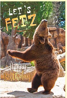 Geburtstagskarte lustig Tanzender Bär, mit Goldfolie