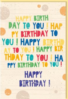 Glückwunschkarte Geburtstag Schriftkarte, Zuckerrohrpapier, Spruch Happy Birthday to you