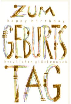 Karte Geburtstag gold Kunst Happy Birthday