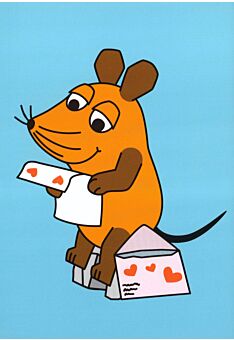 Maus-Postkarte Maus mit Liebesbrief