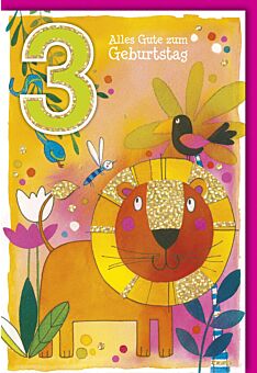 Geburtstagskarte für Kinder 3 Jahre Dschungeltiere
