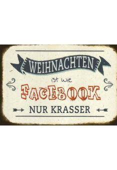 Weihnachtspostkarte: Weihnachten ist wie Facebook