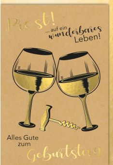Geburtstagskarte Kraftpapier Prost Wein
