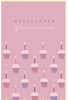 Glückwunschkarte Geburtstag rosa Motiv kleine Kuchen