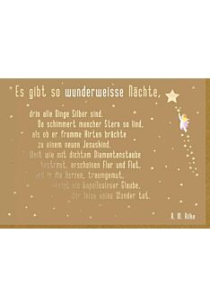 Weihnachtskarte Goldfolie Es gibt so wunderweiße Nächte (Rilke)