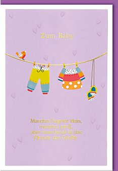 Glückwunschkarte zur Geburt Baby Zum Baby, Wäscheleine