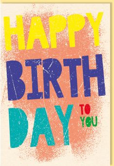 Glückwunschkarte Geburtstag Schriftkarte, Zuckerrohrpapier Happy Birthday to you