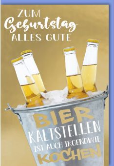 Geburtstagskarte - Bierflaschen im Kühler