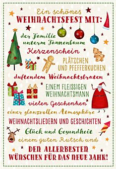 schöne Weihnachtskarte Ein schönes Weihnachtsfest mit der Familie unterm Tannenbaum