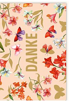 Danksagungskarte Illustration Schmetterlinge und Blumen