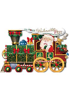 Weihnachtskarte Lokomotive Weihnachtsmann ein frohes Weihnachtsfest