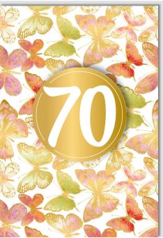 Geburtstagskarte 70 Jahre Schmetterlinge Applikation