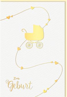 Babykarte gold Kinderwagen Spruch zur Geburt
