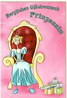 Geburtstagskarte für Kinder Herzlichen Glückwunsch Mädchen Prinzessin Glitzerlack