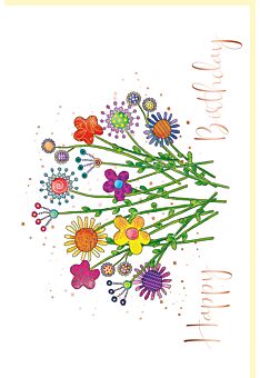 Geburtstagskarte premium Flora Blumen, Naturkarton, mit rosègoldener Metallicfolie