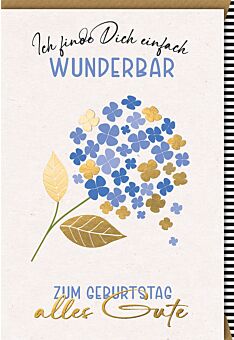 Geburtstagskarte für Partner Blume gold/blau