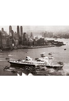 Postkarte schwarz weiß: Queen Mary