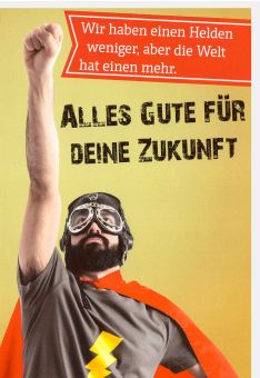 Abschiedskarte Spruch Alles Gute für deine Zukunft Held