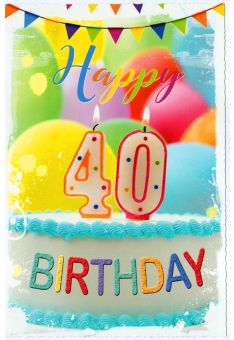 Geburtstagskarte 40 Happy Birthday Kuchen Kerze