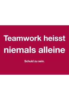 Postkarte Spruch humorvoll Teamwork - niemals alleine Schuld