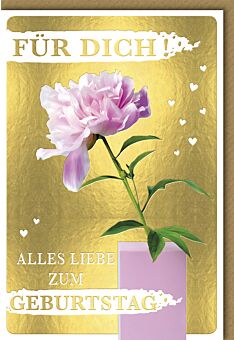 Glückwunschkarte Geburtstag "Für Dich!" Blume in Vase