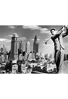 Postkarte schwarz weiß: Golf on the Roofs of New York City
