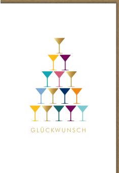 Glückwunschkarte hochwertig 15 Sektgläser Glückwunsch