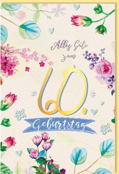 Geburtstagskarte 60 Jahre Illustration Blumen Alles Gute