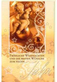 Karte Weihnachten Engel gold hochformat