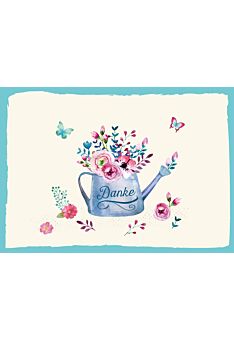 Postkarte Danke Gießkanne Blumen Schmetterlinge Danke