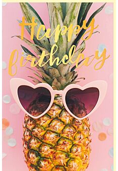 Geburtstagskarte Sommer Ananas mit Sonnenbrille, mit Goldfolie